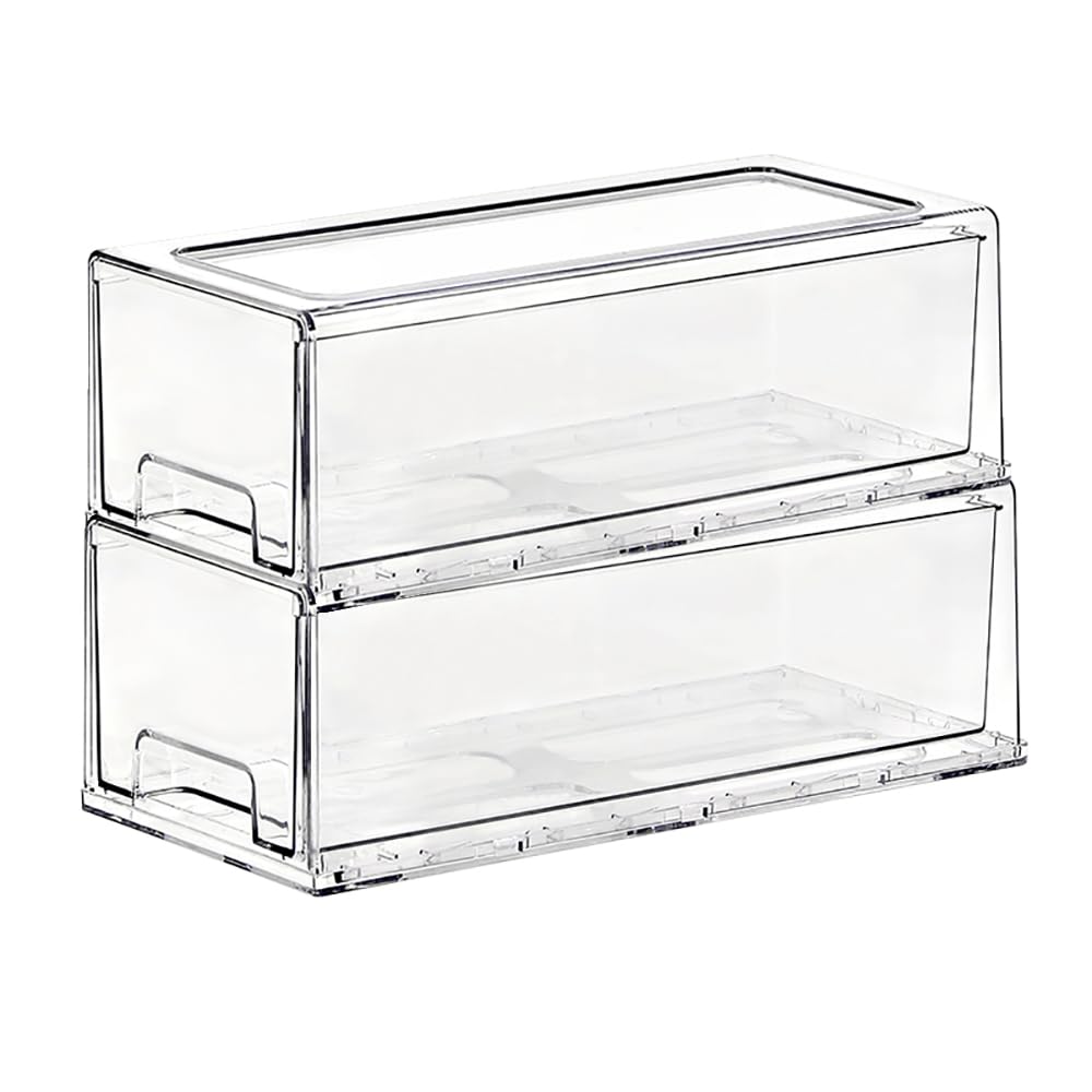 SIMPEXPE cajón apilable transparente para despensa, facilita ver y acceder a los alimentos.