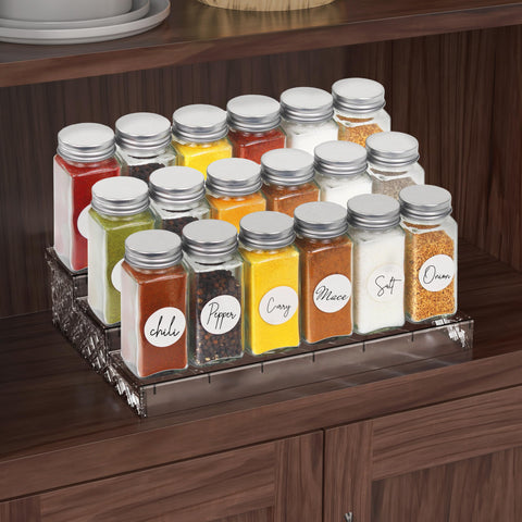 Almacenamiento de condimentos con Simple Houseware para despensa ordenada.