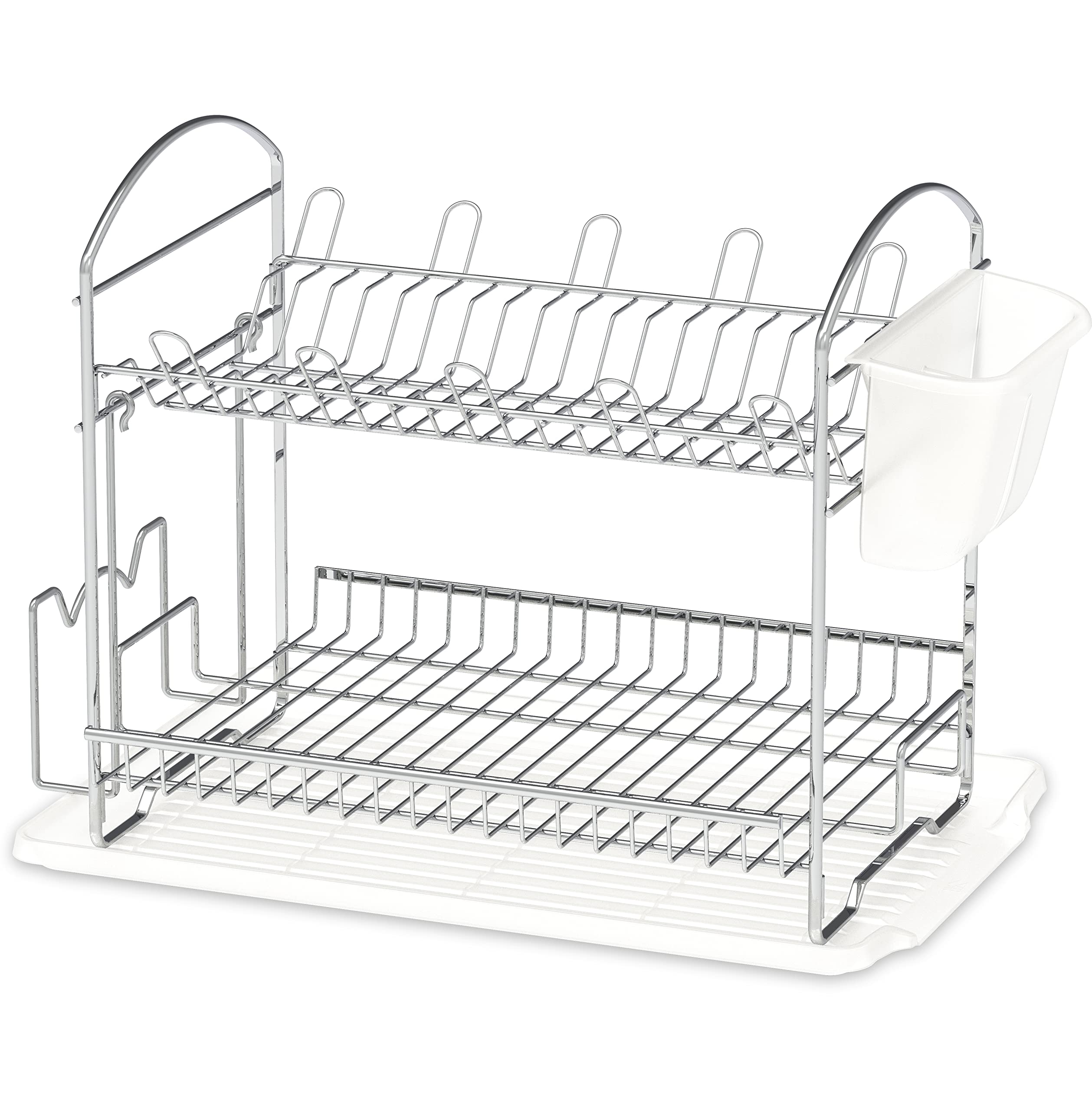 Simple Houseware escurridor de platos doble en acero inoxidable con drenaje