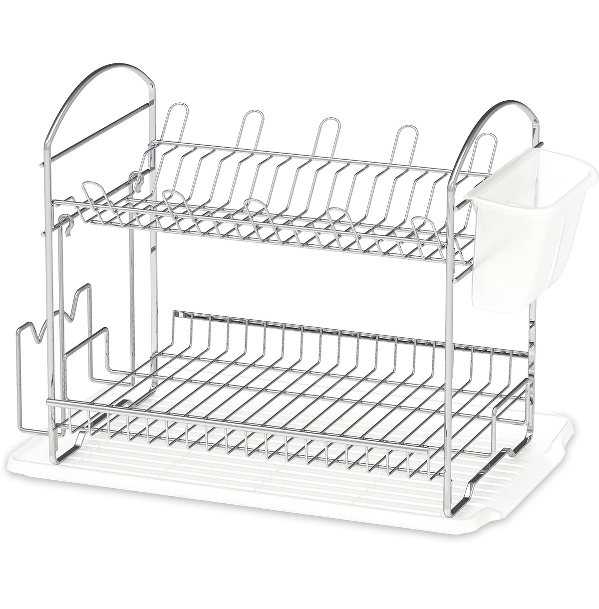 Simple Houseware escurridor de platos doble en acero inoxidable con drenaje