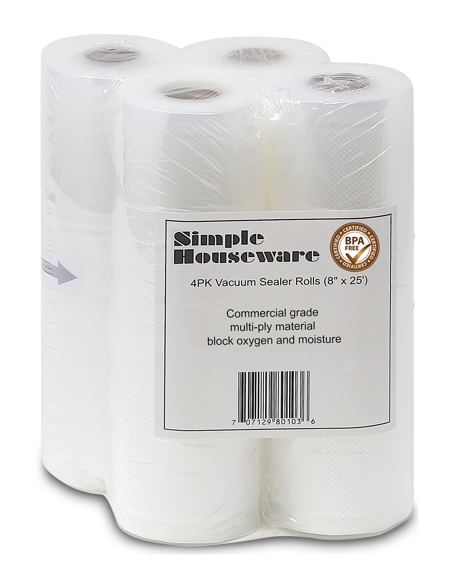Simple Houseware: rollo de bolsas de vacío 8x25 para porciones sous vide.
