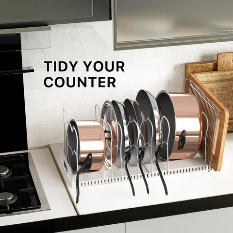 Simple Houseware Capacidad de almacenamiento en cocina organiza bandejas y ollas.