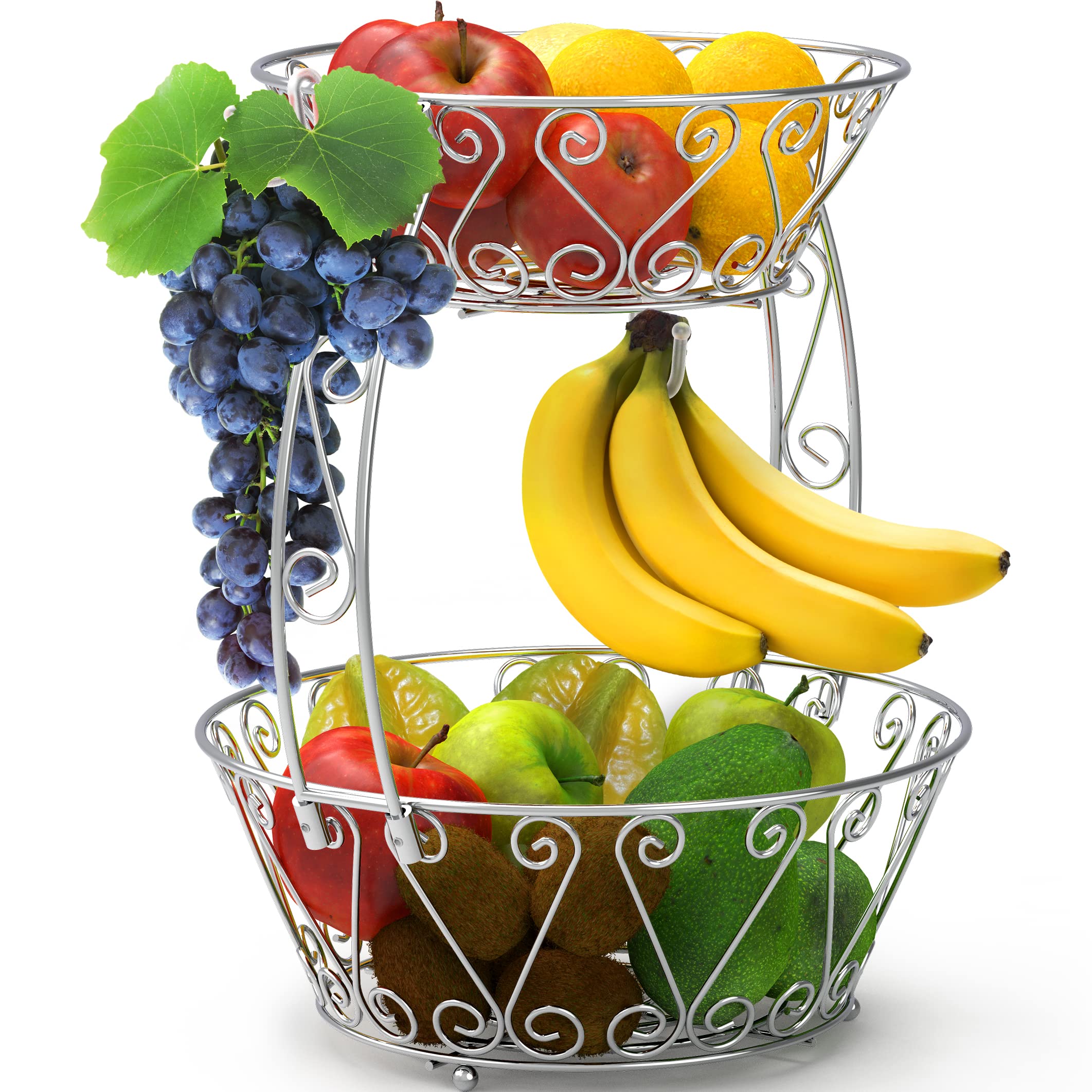 Simple Houseware cestas de frutas de dos niveles ofrecen organización y acceso rápido.