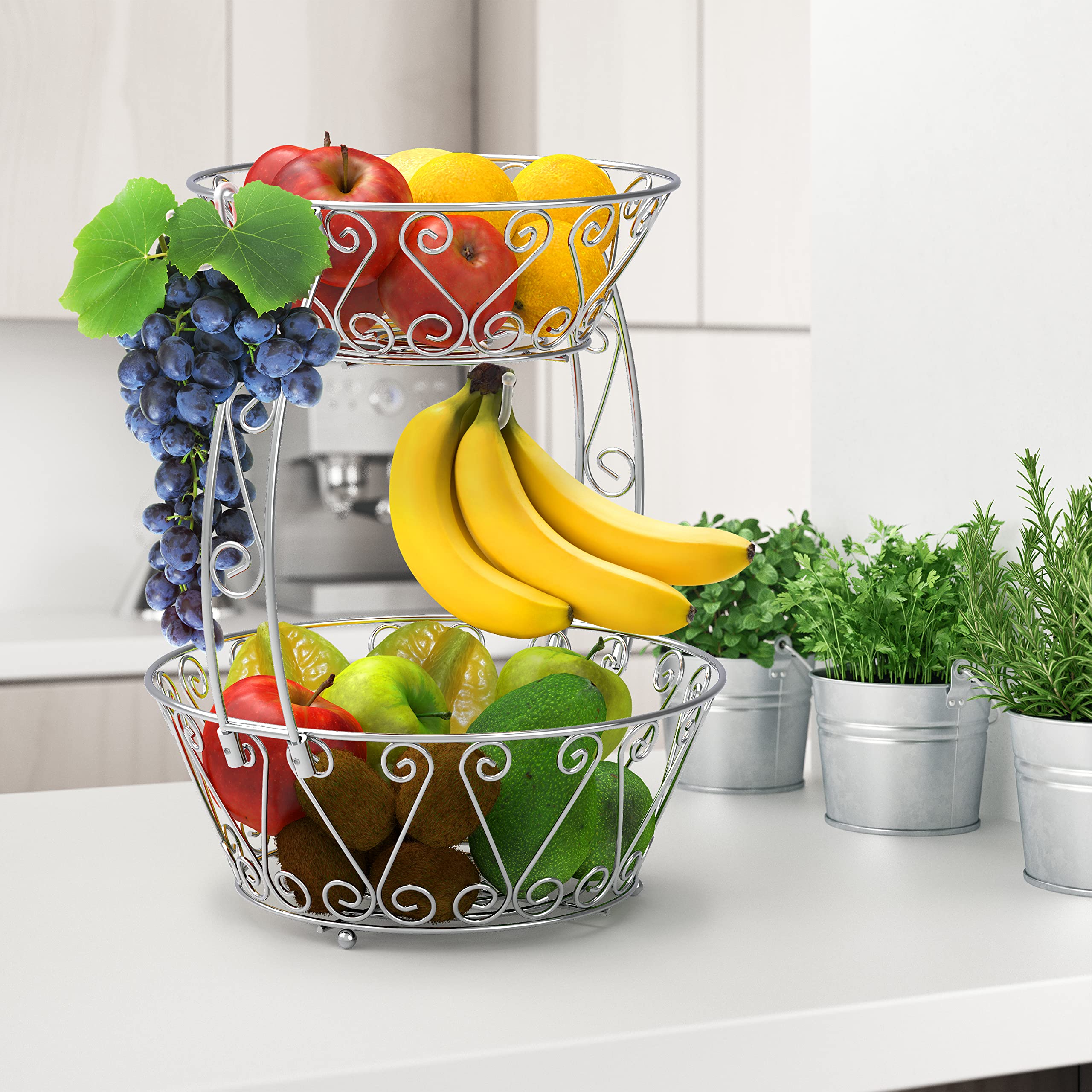 Simple Houseware cesta inferior mantiene frutas grandes con estabilidad en la superficie.