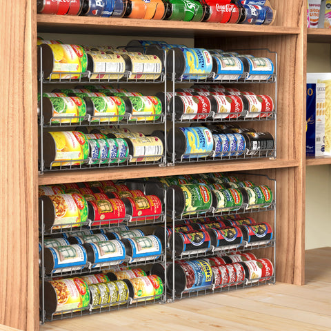 Simple Houseware estante para despensa con divisiones ajustables para latas.