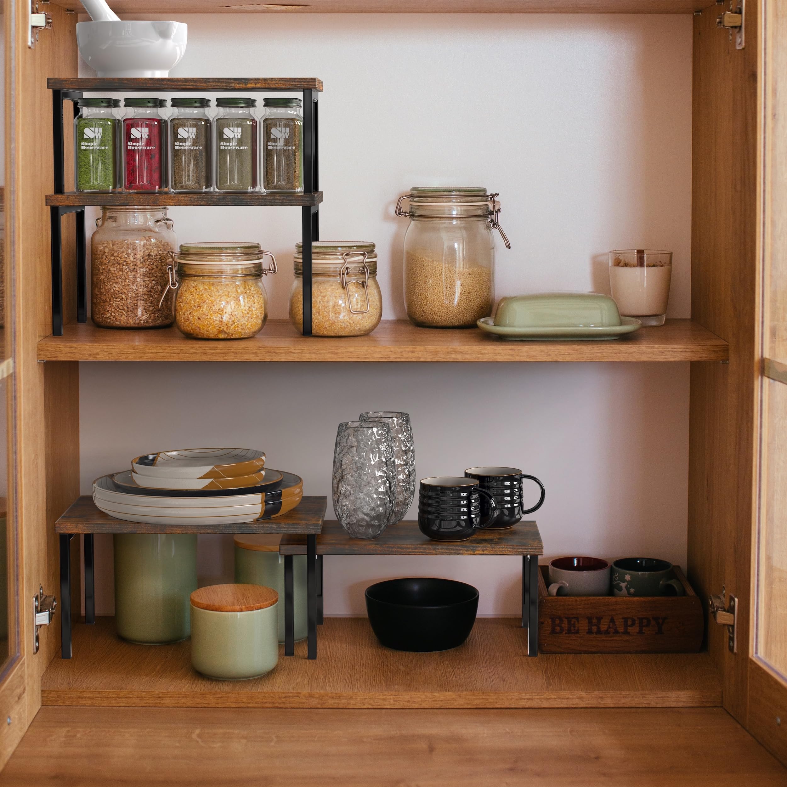 Simple Houseware estante cocina apilable con dos tamaños para organización flexible