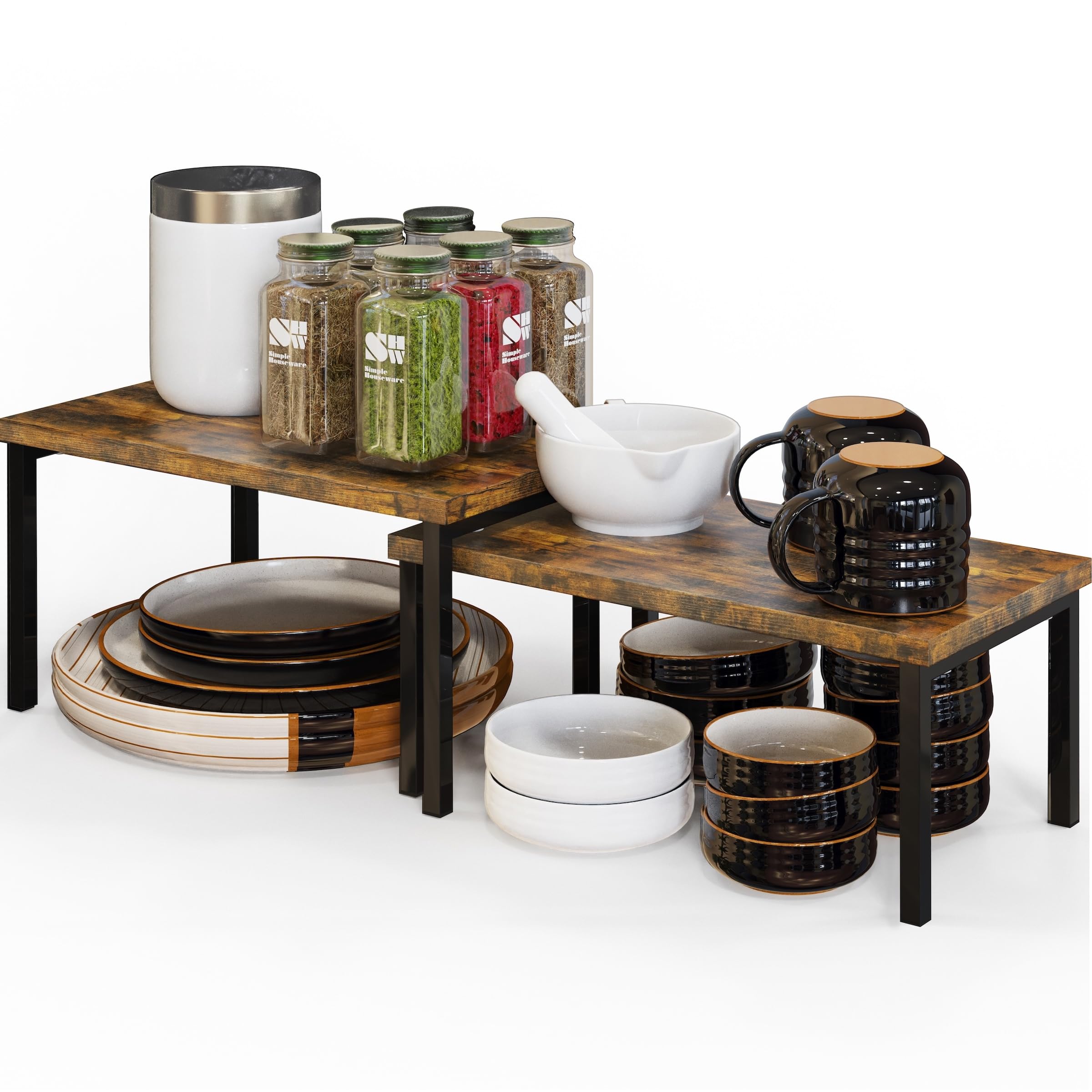 Simple Houseware estante cocina de madera top expandible para ordenar platos