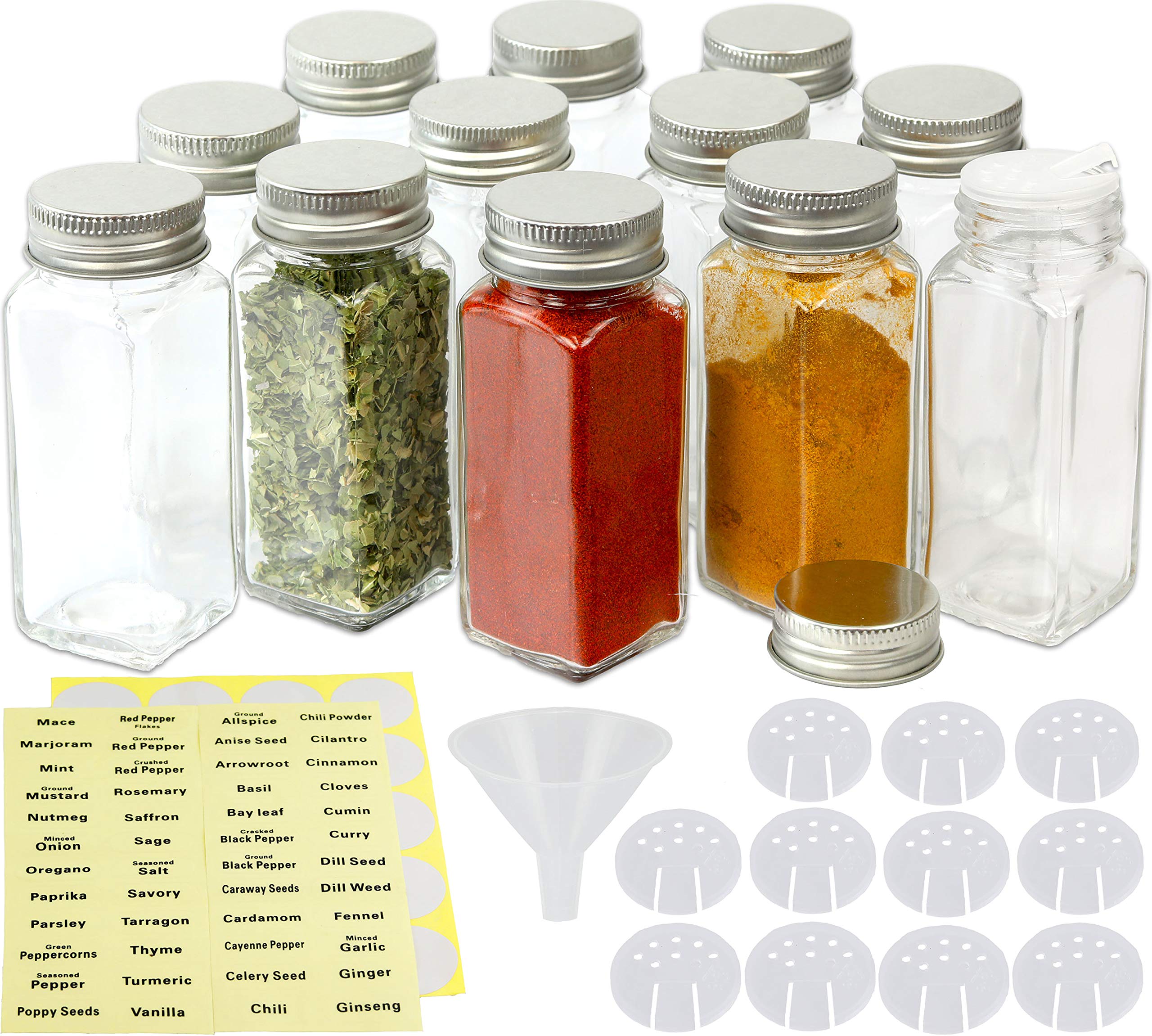 Frascos Simple Houseware para especias cuadrados de 4 oz, almacenamiento organizado.