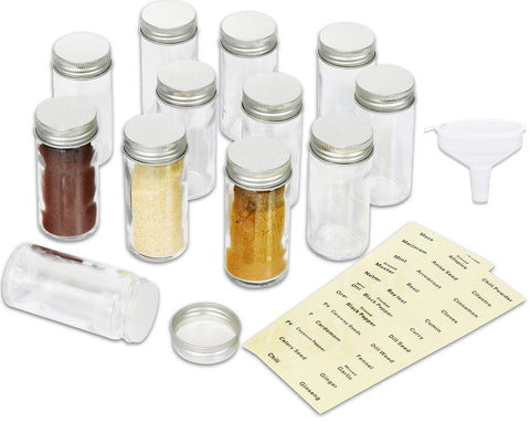 Simple Houseware jarras de especias de vidrio de 3 oz para ordenar la despensa