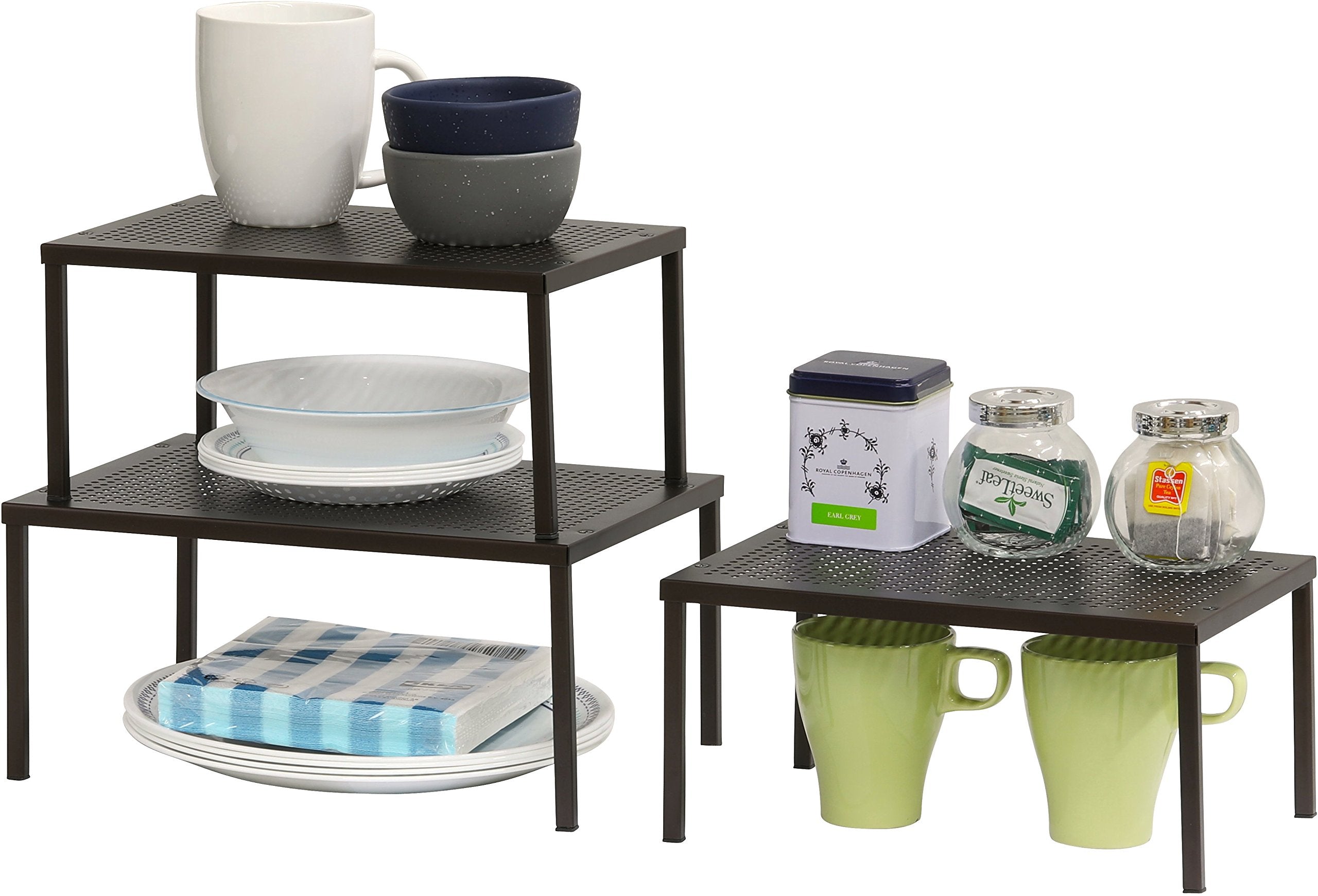 Simple Houseware organización de armario con estante para platos y tazas.