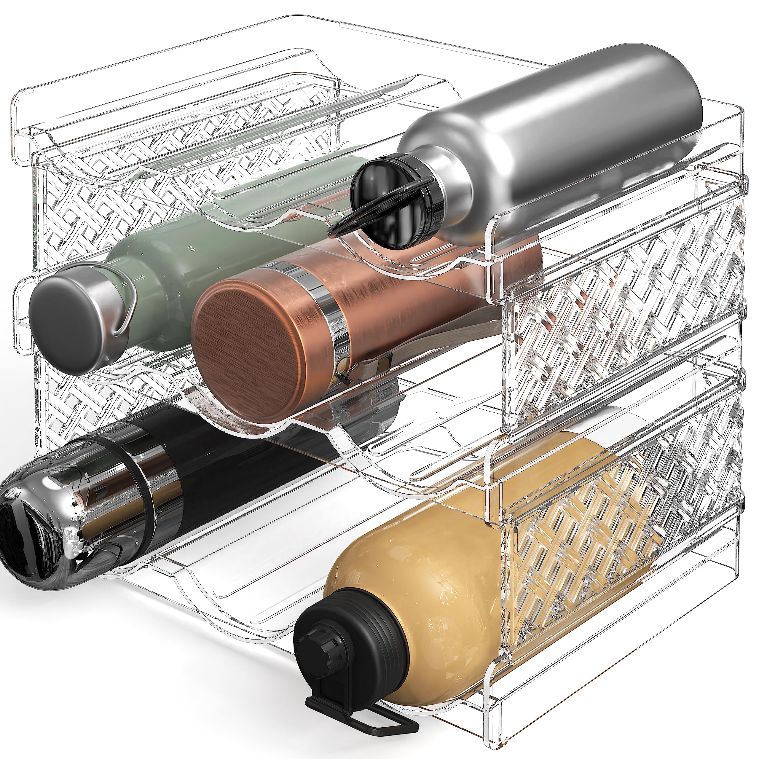 Simple Houseware: organizador de tres niveles para botellas, facilita ver el contenido.