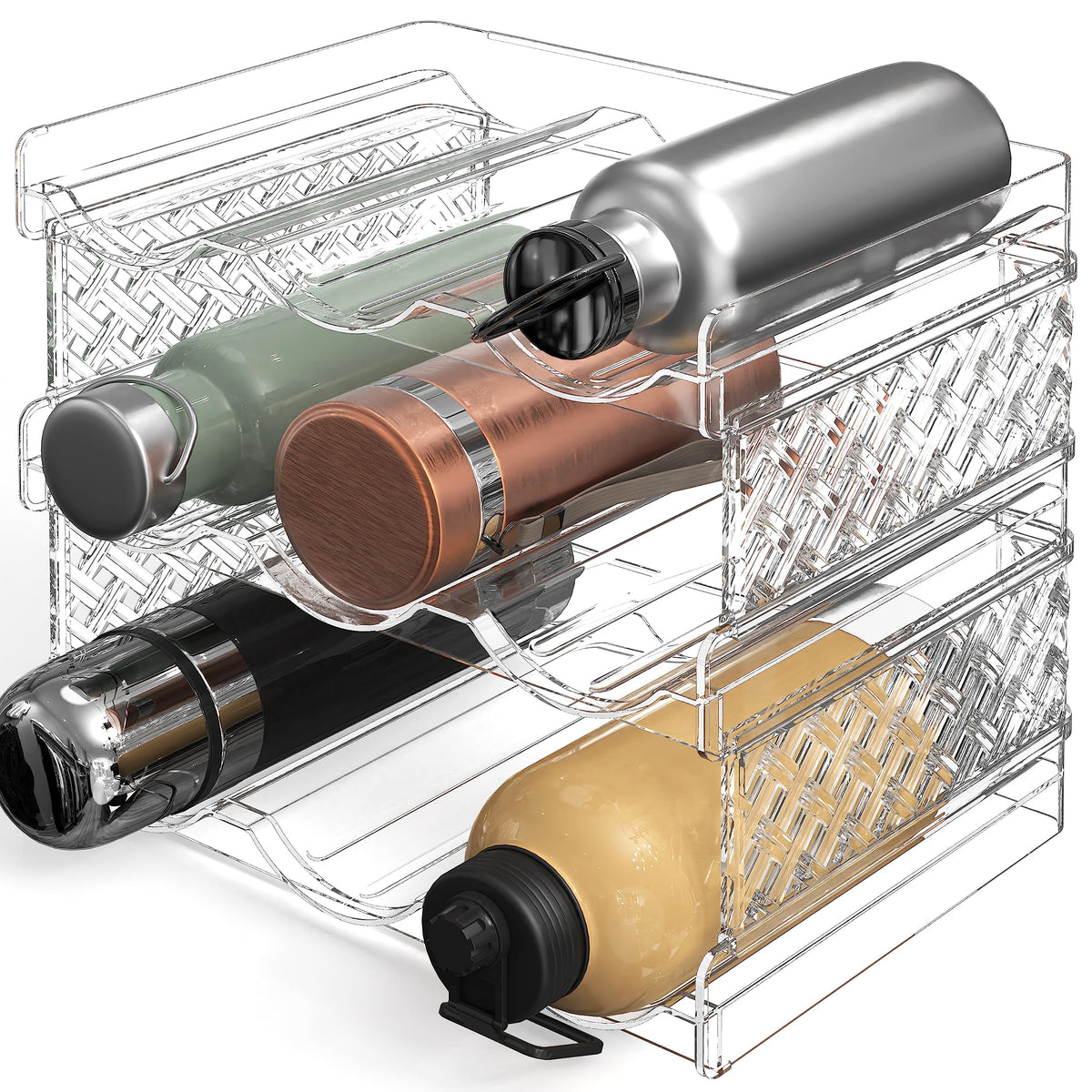 Simple Houseware: organizador de tres niveles para botellas, facilita ver el contenido.