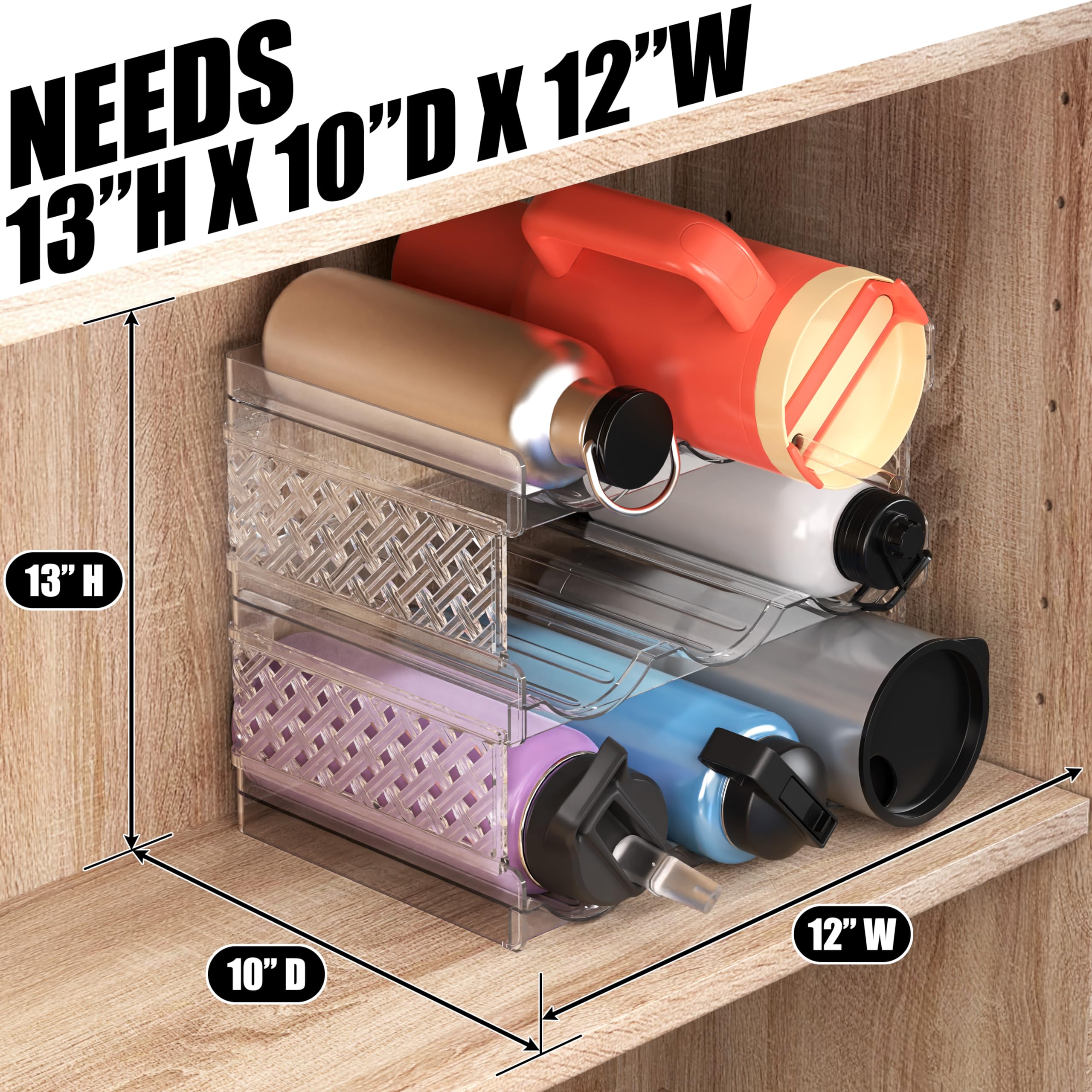 Simple Houseware: estructura transparente de PET para ver botellas sin abrir.