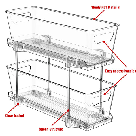 Simple Houseware organizador cajón 2-bandejas transparente, montaje sencillo