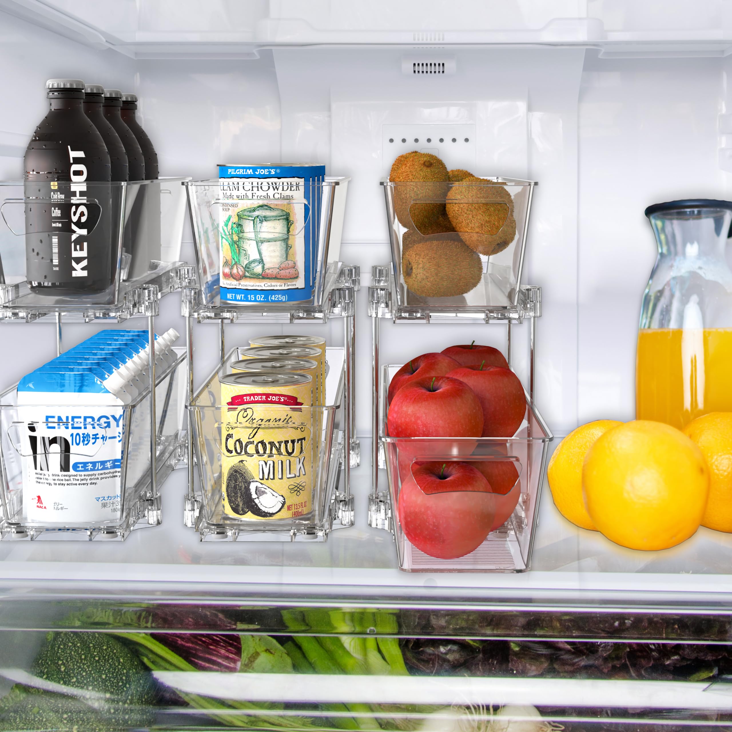 Simple Houseware organizador cajón 2-bandejas transparente, uso en cocina para utensilios pequeños