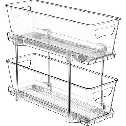 Simple Houseware organizador cajón 2-bandejas transparente, frente, acceso rápido en espacios pequeños