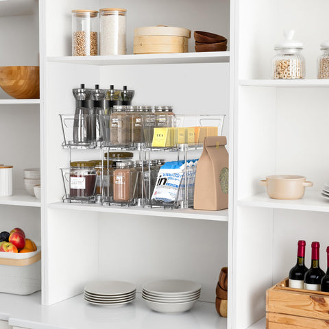 Simple Houseware organizador cajón 2-bandejas transparente, armarios estrechos