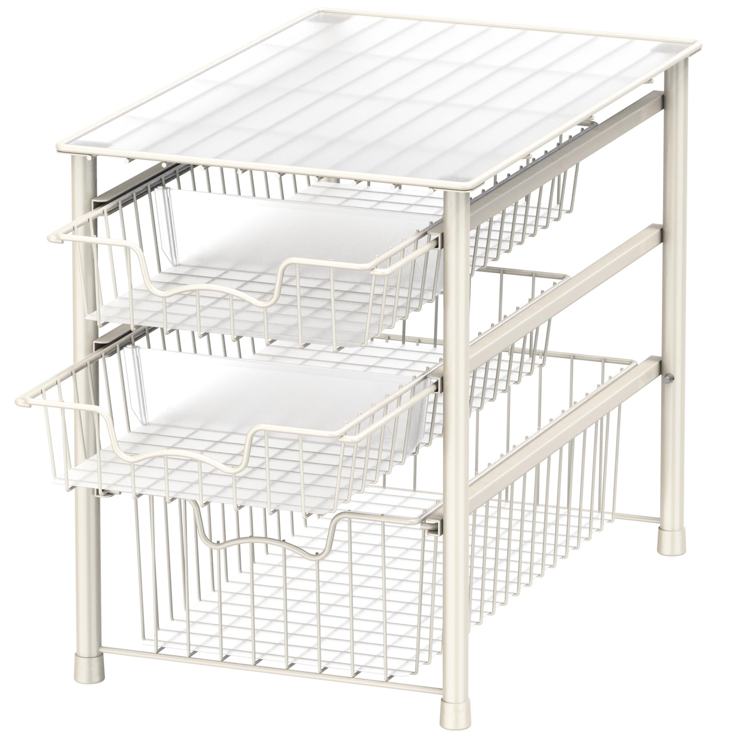 Simple Houseware: organizador deslizante de 3 bandejas blanco para acceso rápido.