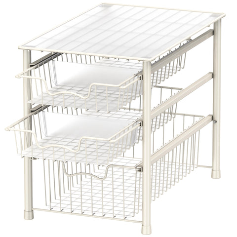 Simple Houseware: organizador deslizante de 3 bandejas blanco para acceso rápido.