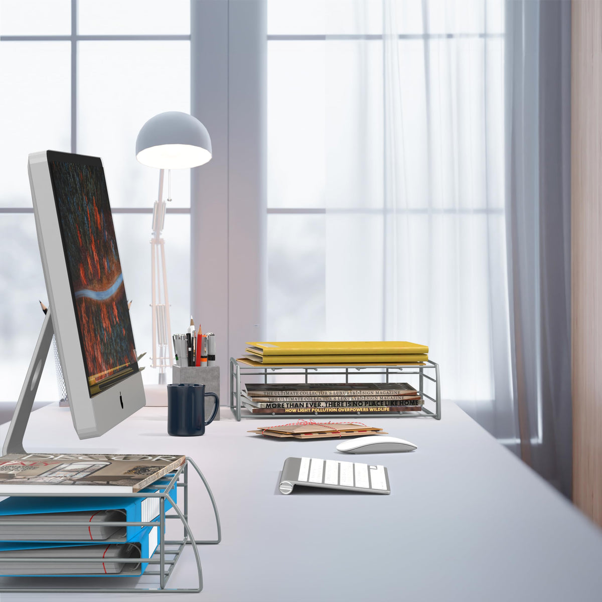 Capacidad para 4 a 5 tablas de cortar u hornear con Simple Houseware.