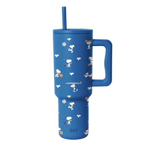 Simple Modern vaso Peanuts frontal mostrando diseño Snoopy y capacidad grande