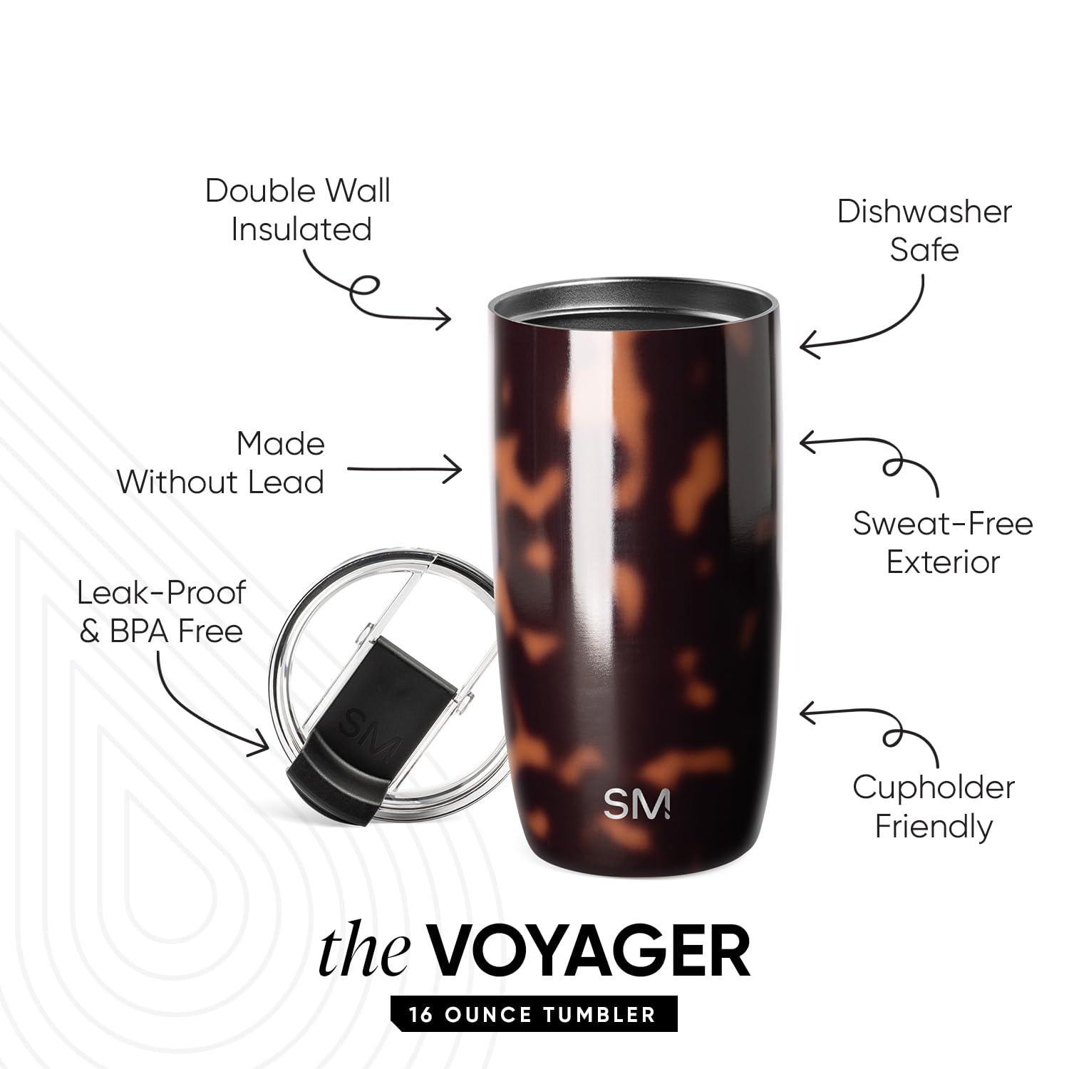 Simple Modern Voyager tapa abatible en primer plano para beber fácil