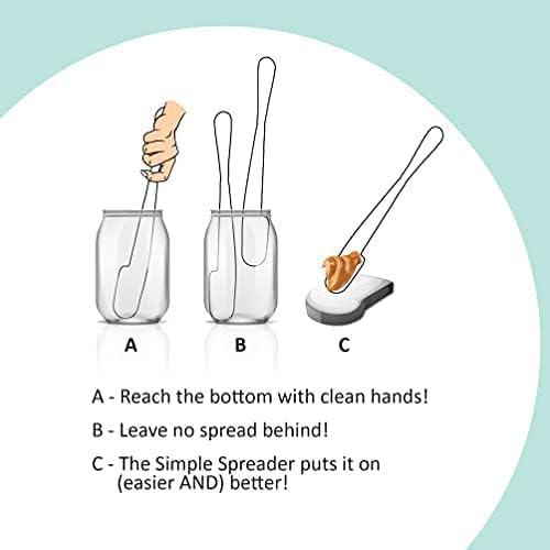 Simple preading espátula offset para alcanzar fondo del tarro con facilidad.