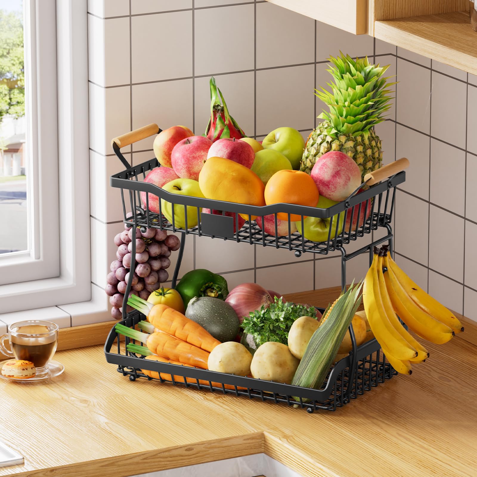 Cesta de Simple Trending con malla ventilada mejora circulación de aire para frutas.