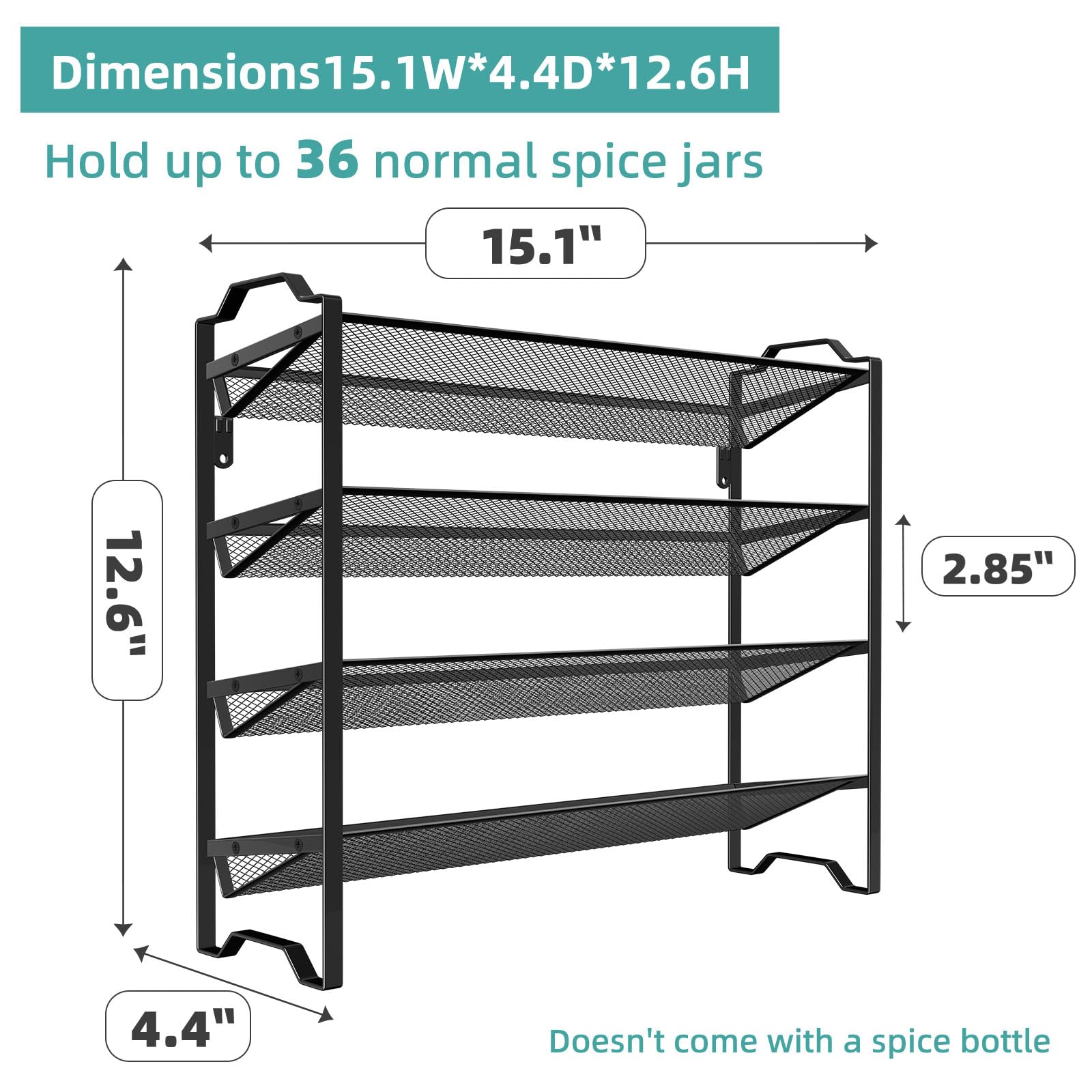Simple Trending estante especias 4 niveles, vista lateral, soporte estable