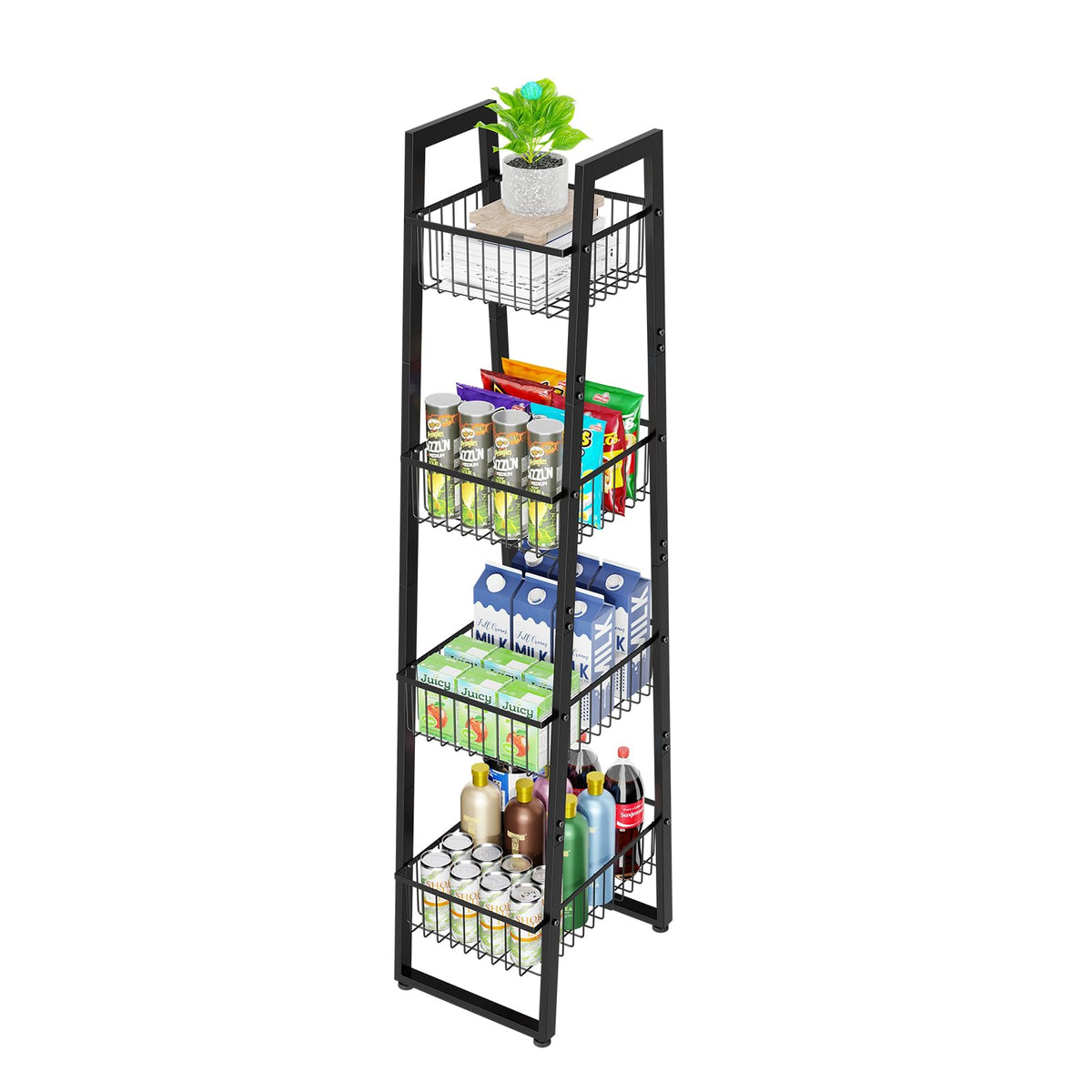 Simple Trending estante de mercado de 4 baldas, amplio almacenamiento para frutas