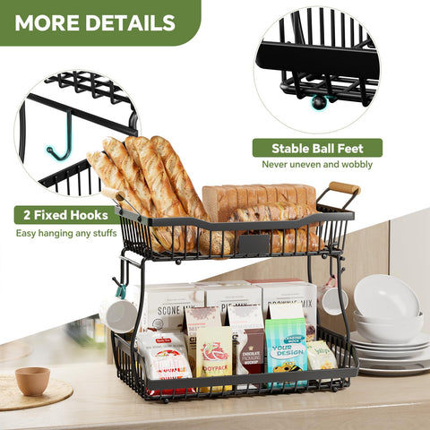 Organizador multifuncional de Simple Trending para verduras, snacks y pan en la cocina.