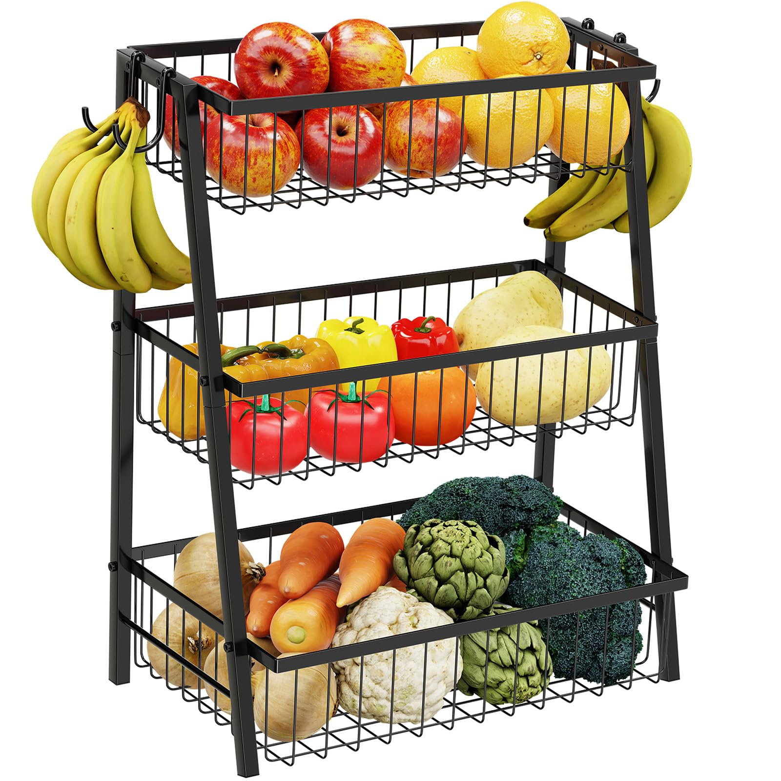 Simple Trending organizador trapezoidal de tres niveles para frutas, fácil acceso.