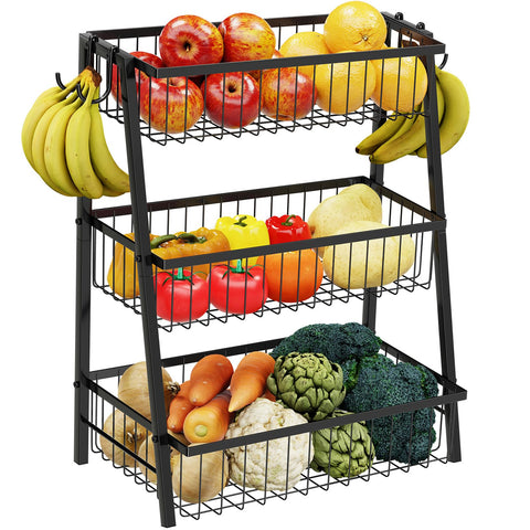 Simple Trending organizador trapezoidal de tres niveles para frutas, fácil acceso.