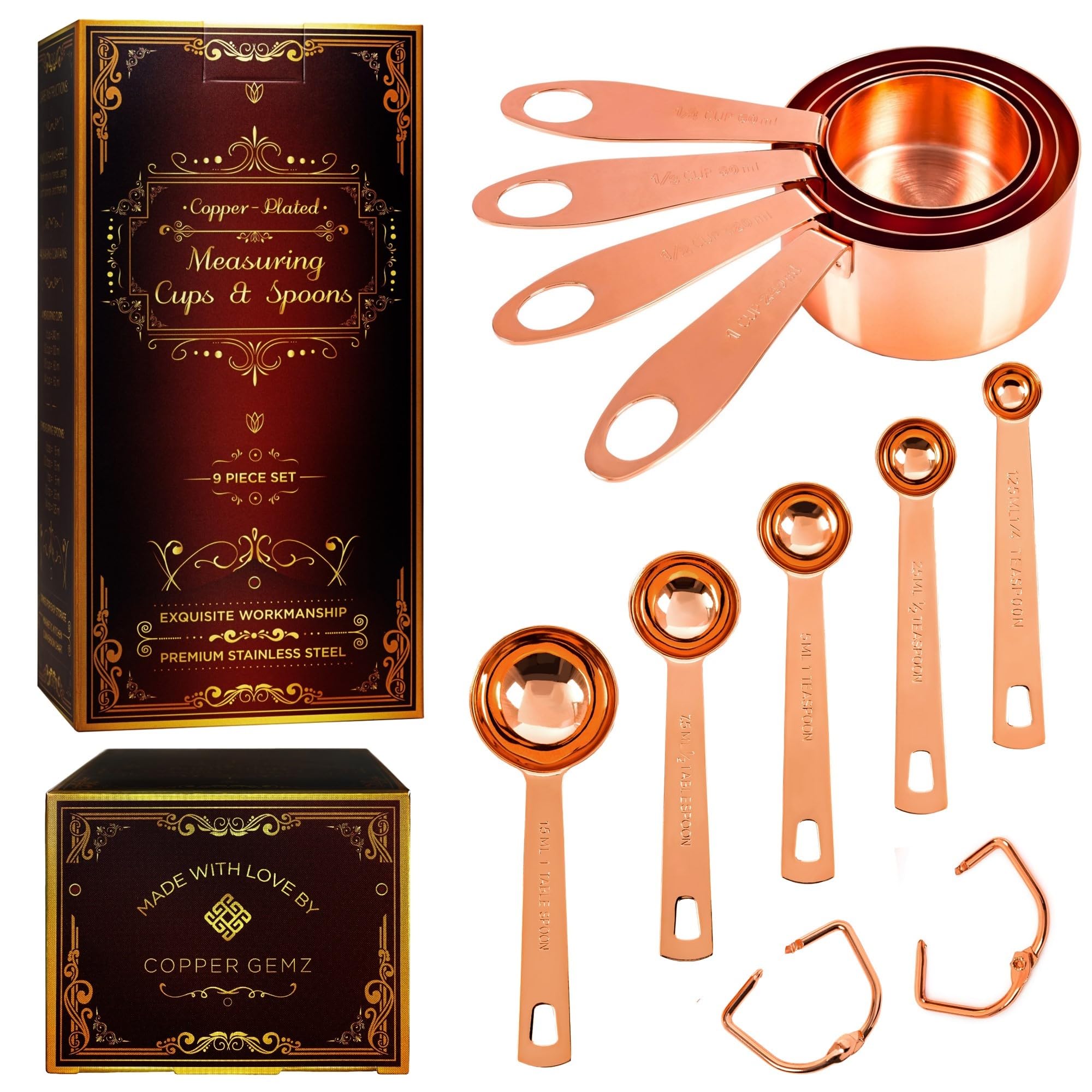Juego de tazas medidoras Simpler Life en cobre, precisión para recetas