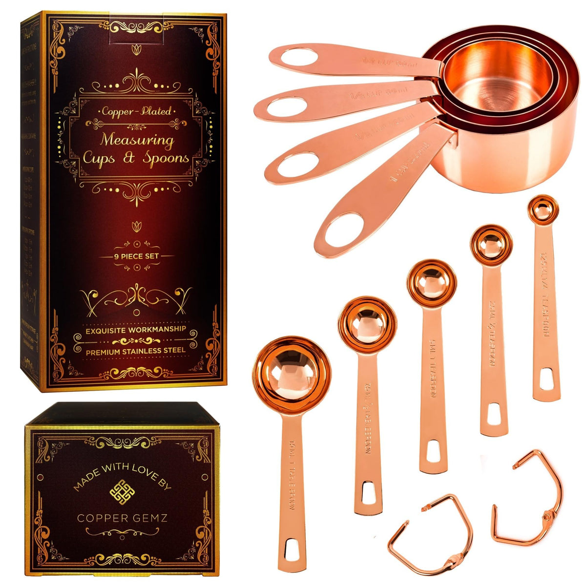 Juego de tazas medidoras Simpler Life en cobre, precisión para recetas