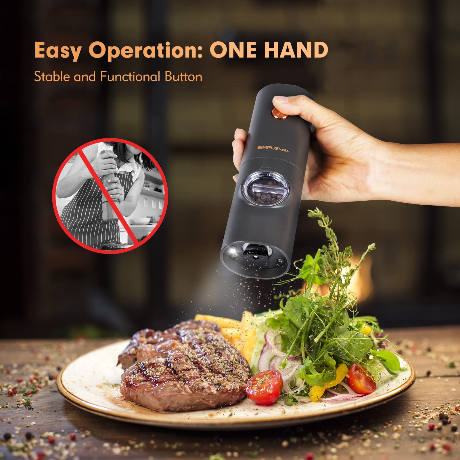 SIMPLETASTE base con iluminación integrada para almacenamiento ordenado y condimentos visibles