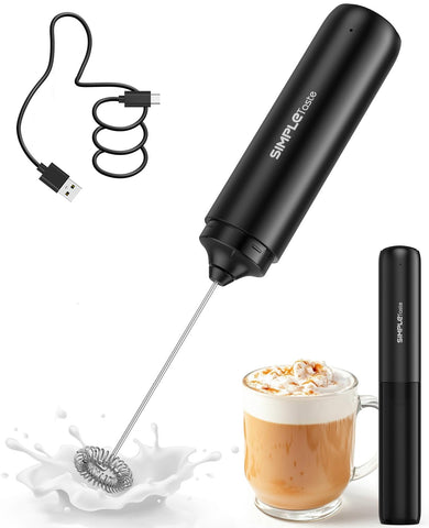 SIMPLETASTE batidor de leche manual USB-C para espumar rápida y suave en casa.