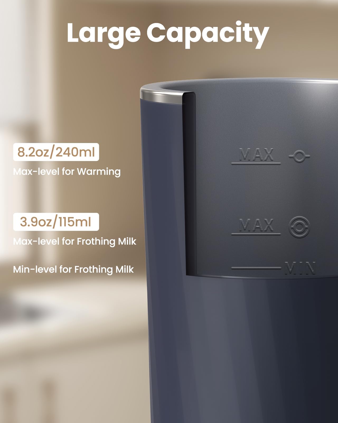 SIMPLETASTE espumador de leche, calienta a 150 °F para bebidas cálidas