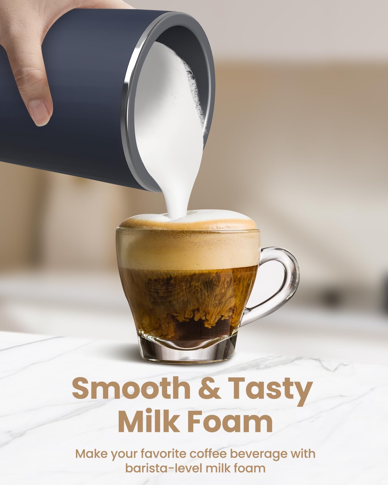 SIMPLETASTE espumador de leche, espuma caliente densa para capuchinos