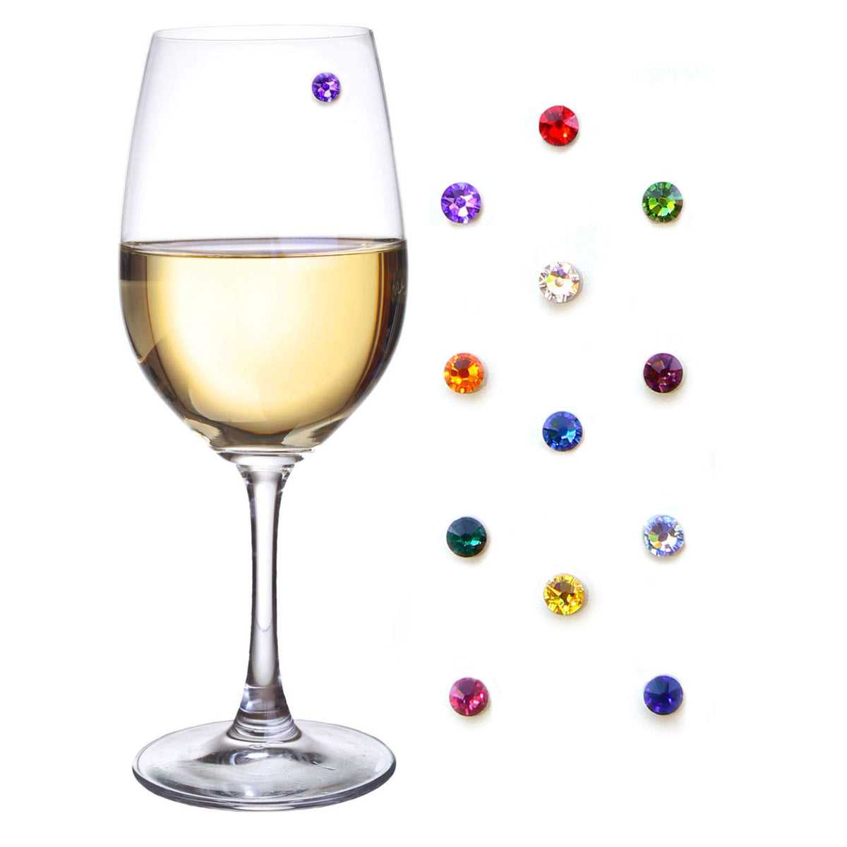 Simply Charmed imanes cristal vino conjunto 12 para identificar copas con estilo