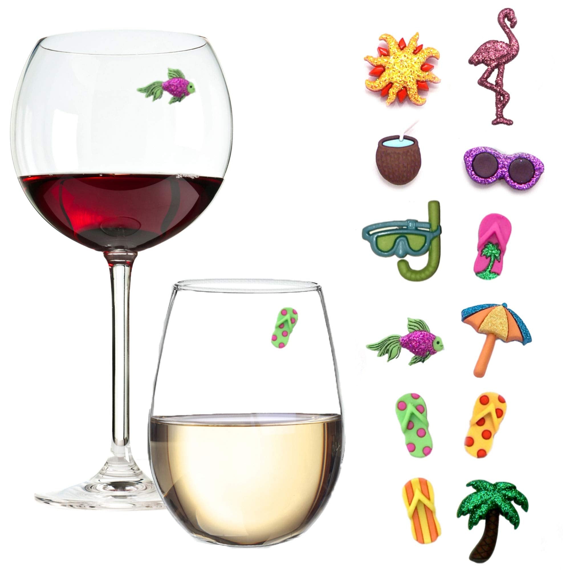 Simply Charmed imanes para vasos de vino playa, identifican bebidas con estilo.