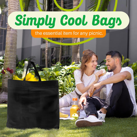 Bolsas Simply Cool con medidas 14.5x14x6.6 pulgadas para múltiples productos.