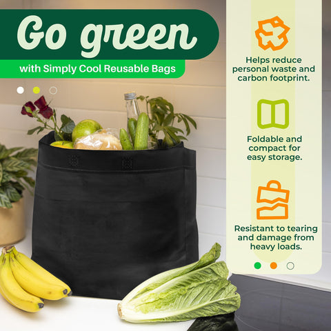 Paquete de 50 bolsas negras Simply Cool para compras repetidas.