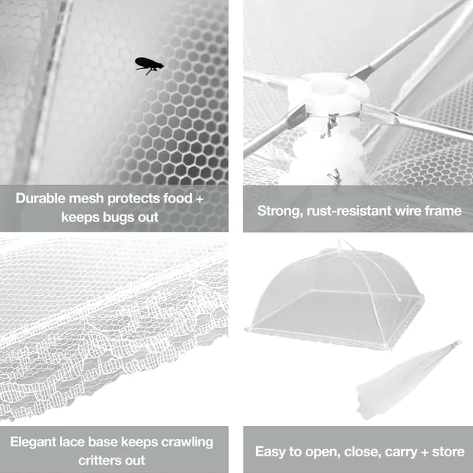 Simply Genius coberturas-malla-alimentos-exterior-14x14-4u-blanco protección ligera