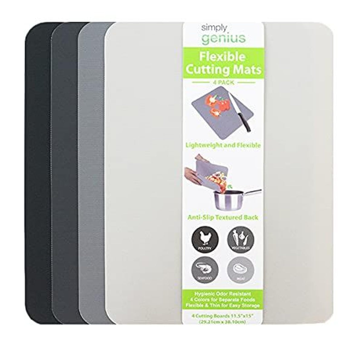 Simply Genius tablas-cortar-flexibles-rectangulares gris para uso flexible en la cocina.