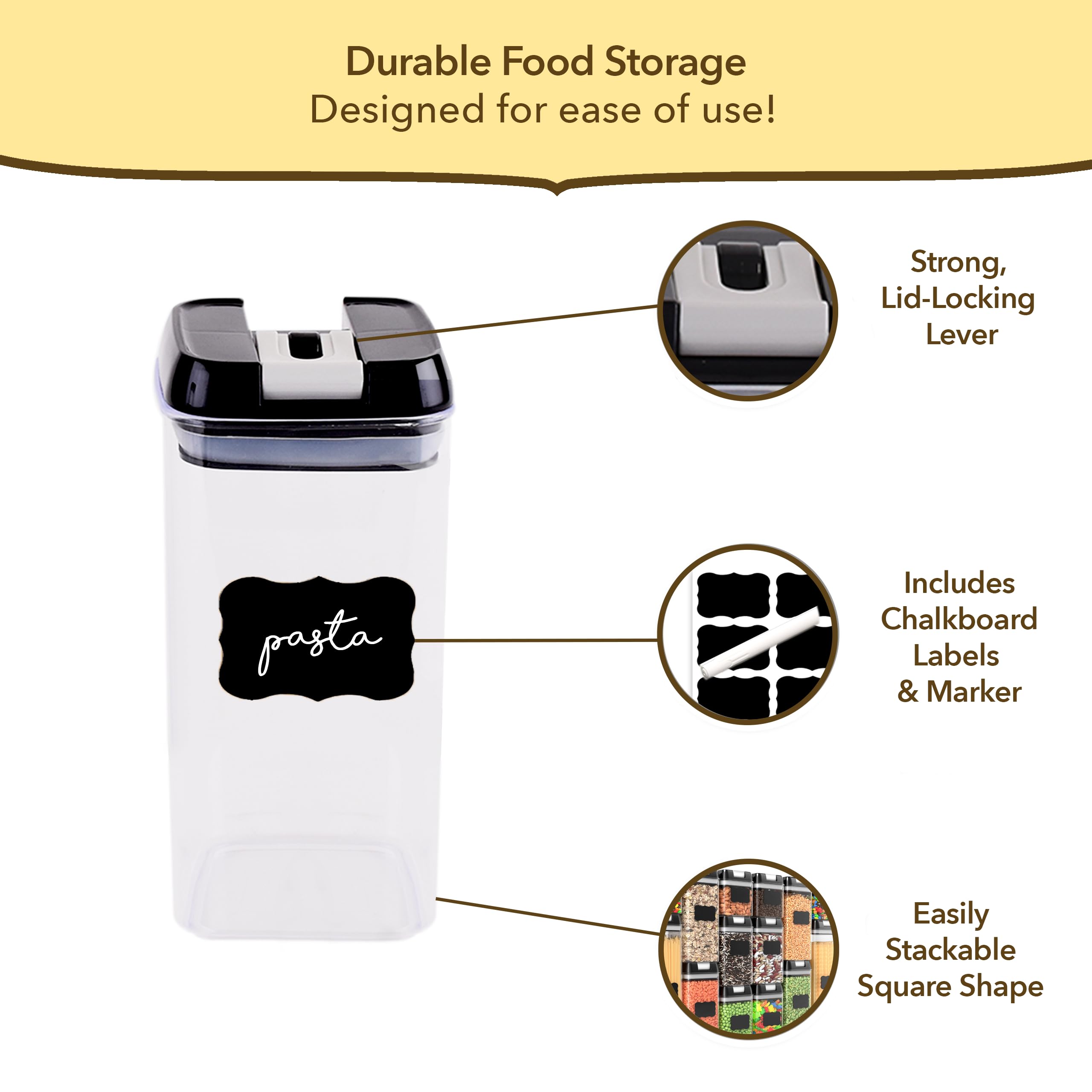 Contenedores apilables Simply Gourmet con diseño compacto para maximizar espacio
