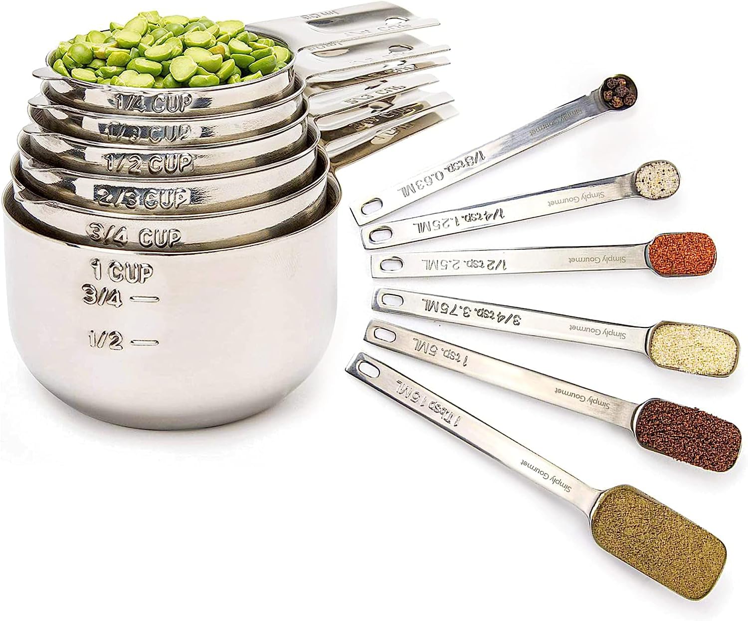 Conjunto Simply Gourmet medidores 12 piezas en acero inoxidable, precisión duradera para recetas