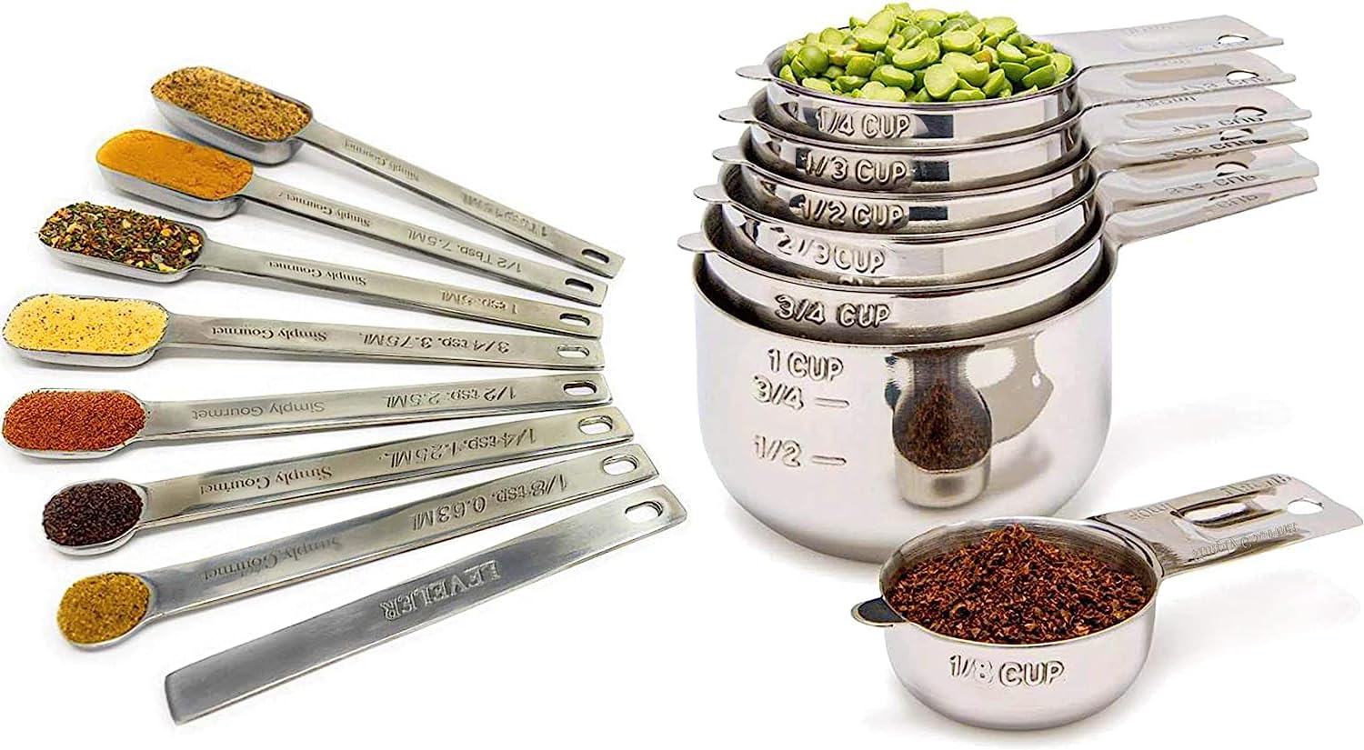 Simply Gourmet tazas de medición 15 piezas para precisión en cocinar.