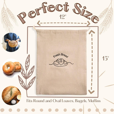 Simply H&K bolsa de pan de lino, lavado fácil y reutilizable