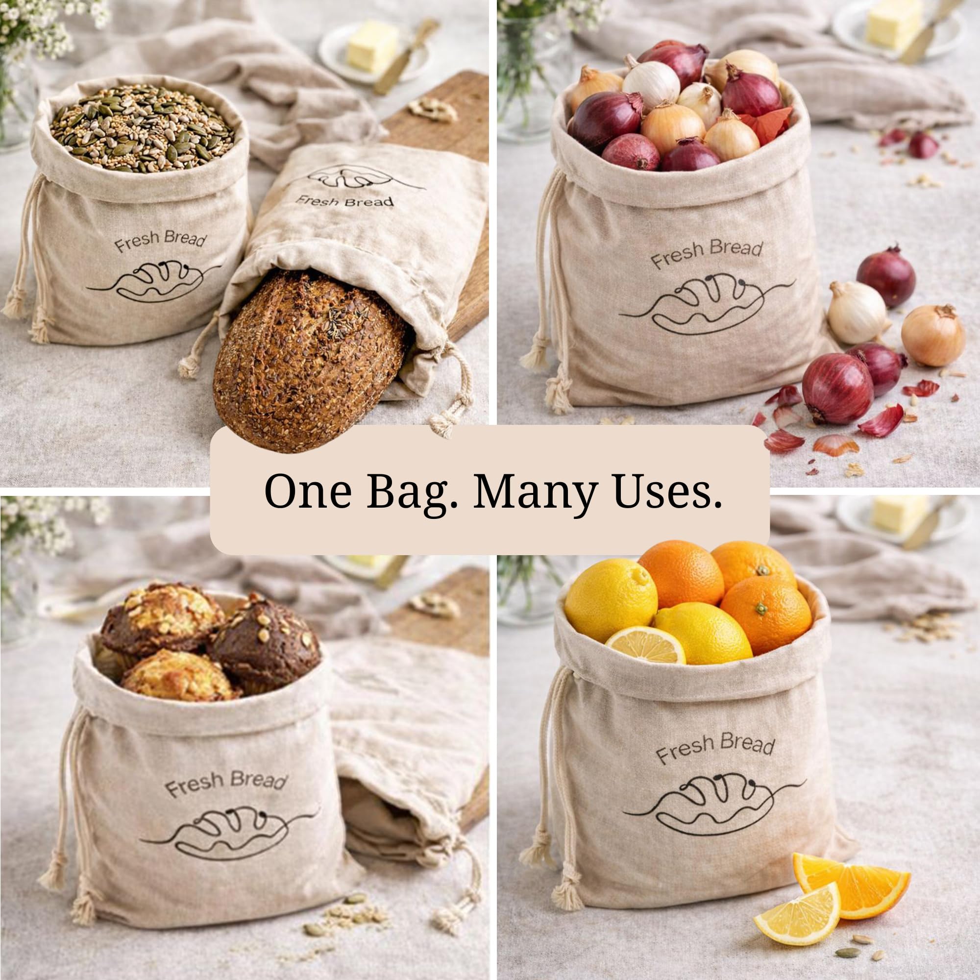Bolsas de lino Simply H&K reutilizables para almacenamiento ecológico de pan